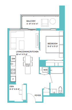 1Bed + Den in Liberty Village